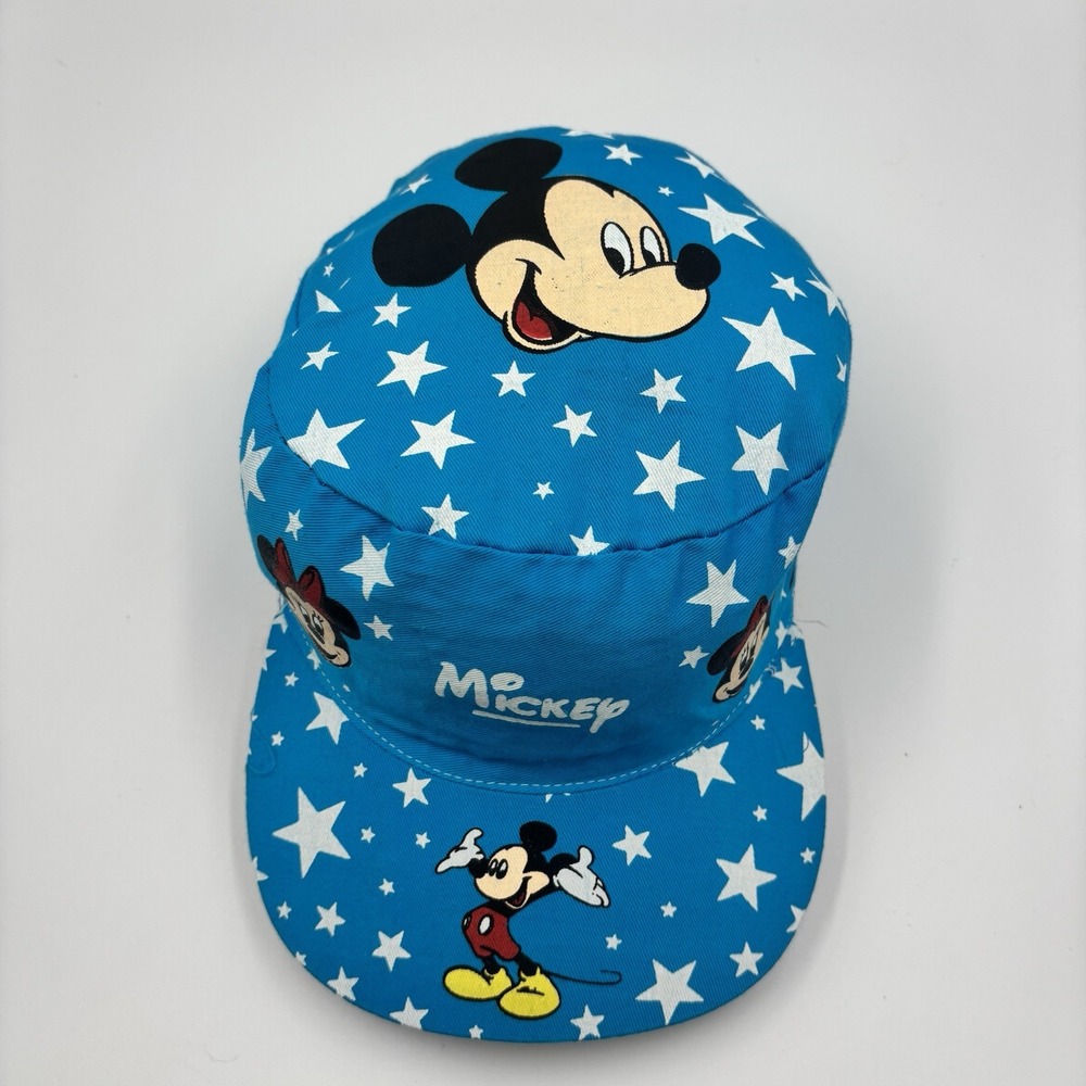 Vintage‎ Mickey Mouse Hat Retro Cap AOP Disney Blue Stretch Character 80's